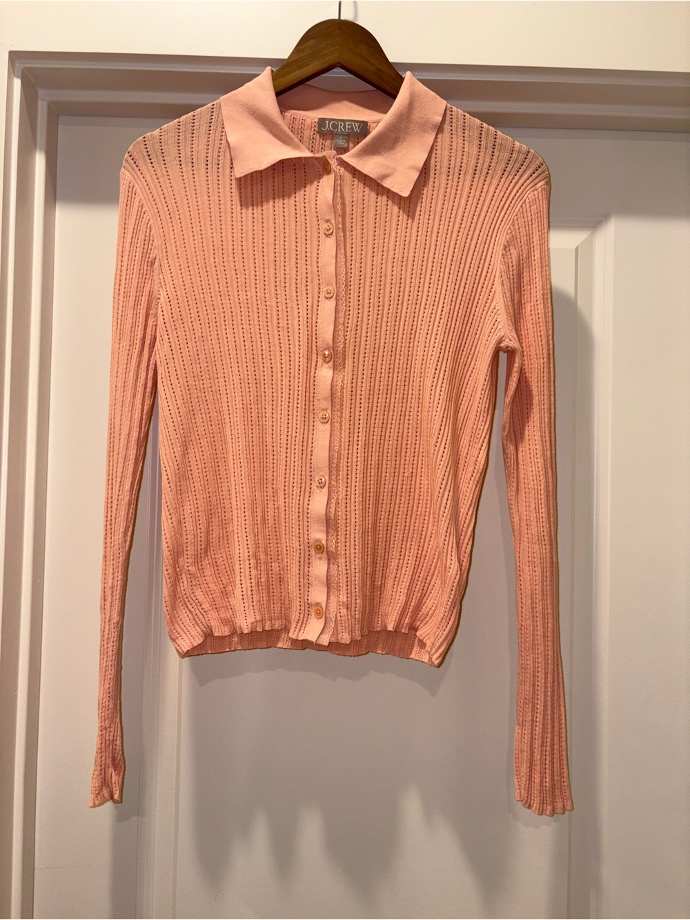 J Crew Ribbed Tulle-Trim Sweater-Tee in Ultra Fine Cotton Sz Large